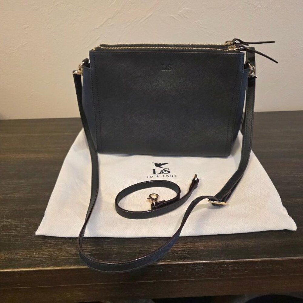 Lo & Sons Pearl Saffiano Leather Crossbody Bag, Black
